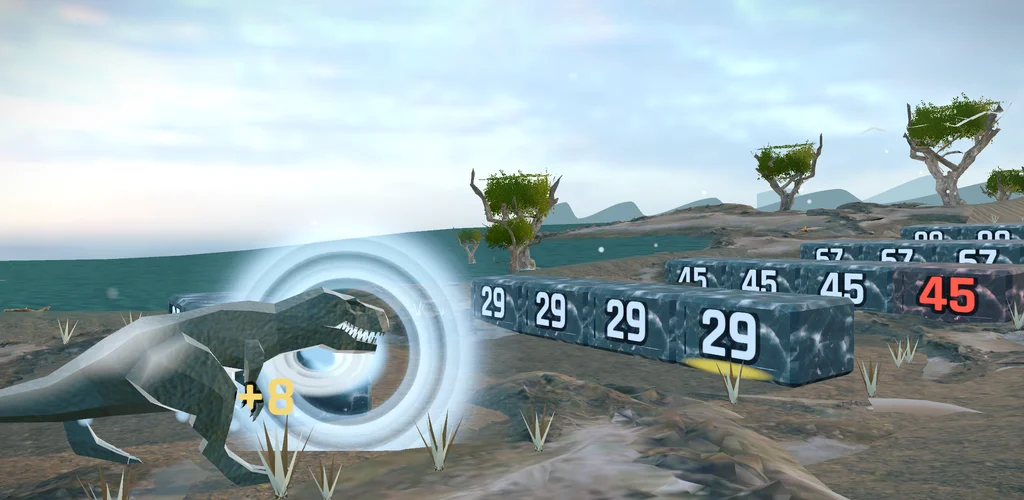 Fangwall: Tiderex, a water T-rex, beside an icy Water gate