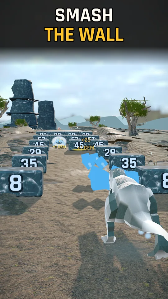 A dinosaur smashing through a wall of numbers