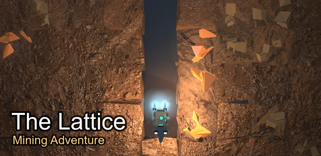 The Lattice: a drill ship in a lit shaft between walls of glowing ore
