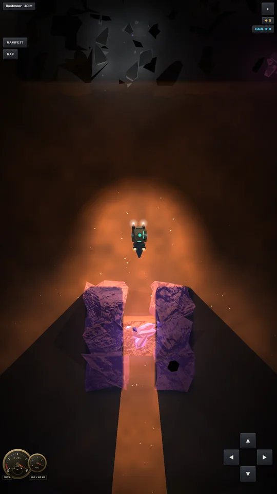 A glowing Anchor in the rock below the drill ship