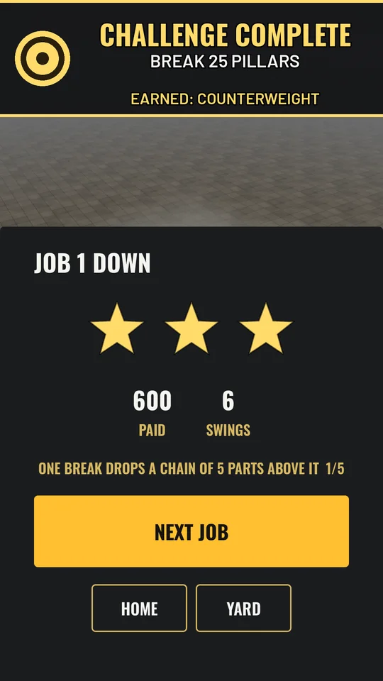 Finishing a challenge to earn a crane part
