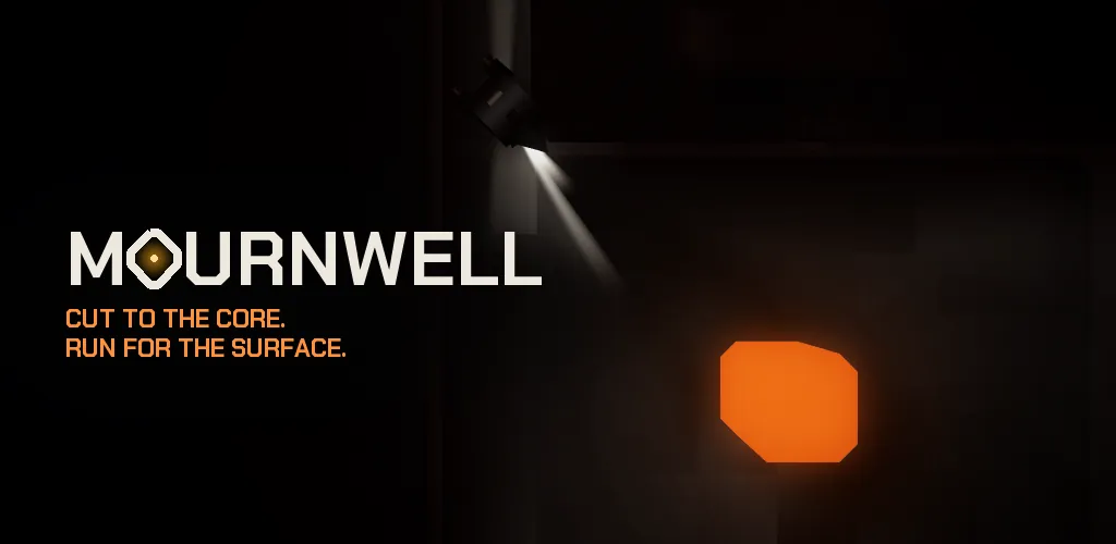 Mournwell: a drill ship's lamp in the dark above a glowing core